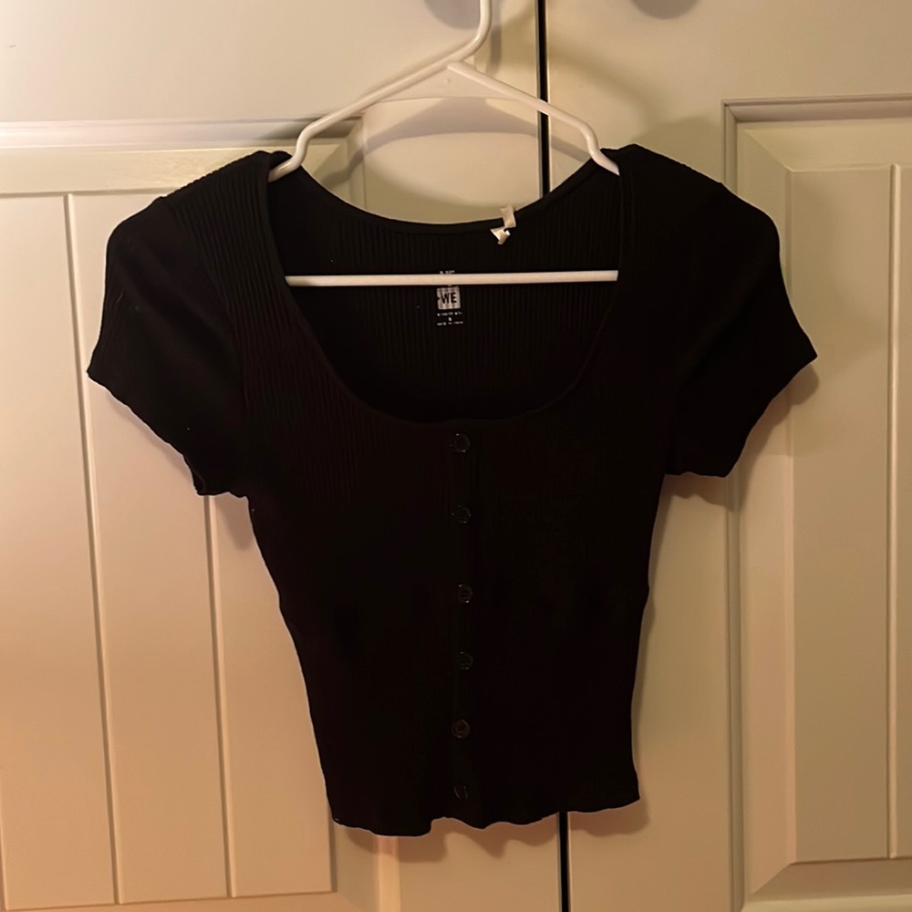 PacSun black cropped button down short sleeve